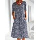 2024 Neujahrs-Hot Sale Lssiges Damen Blumenkleid mit Rundhalsausschnitt (8 Farben mit Taschen)