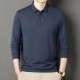 Einfarbiges Langarm-Revers-T-Shirt für Herren Kaufen Sie 2 Stück versandkostenfrei
