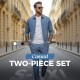 Herren 2-teiliges Freizeit-Set in Unifarben für Herbst und Winter (Jacke + Hose)