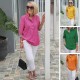 【Bestseller】 3/4-Arm-Shirt mit bedrucktem Stehkragen