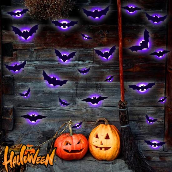  Halloween-Atmosphre mit leuchtenden 3D-Fledermusen