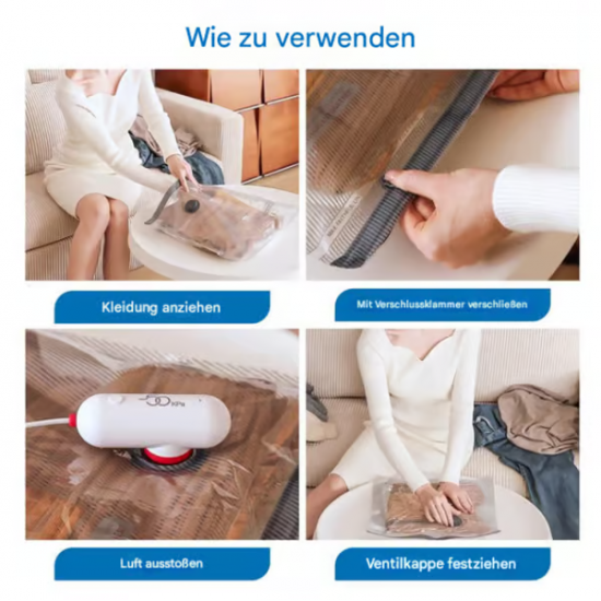 6er-Pack elektrische USB-Vakuum-Kompressionsbeutel – Platz sparen, leicht reisen!