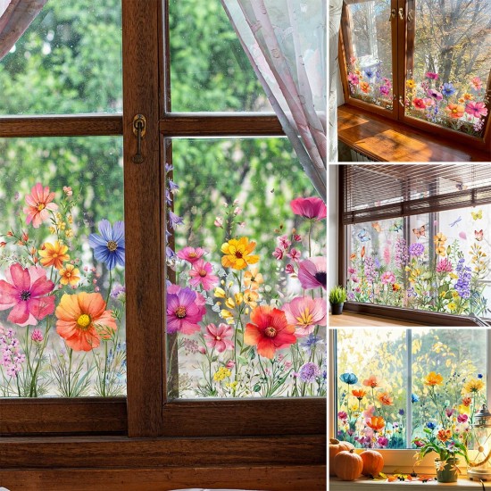 Neujahr Heier Verkauf 50% Rabatt Bunter Blumenstrau Fenster Sticker