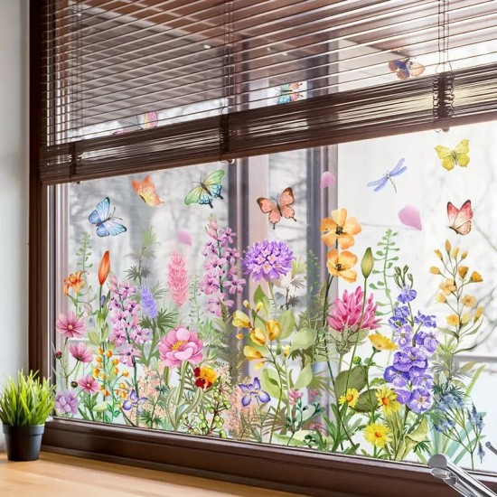 Neujahr Heier Verkauf 50% Rabatt Bunter Blumenstrau Fenster Sticker