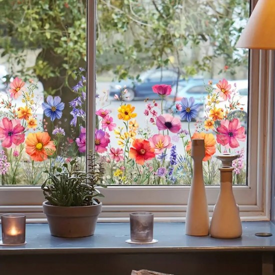 Neujahr Heier Verkauf 50% Rabatt Bunter Blumenstrau Fenster Sticker