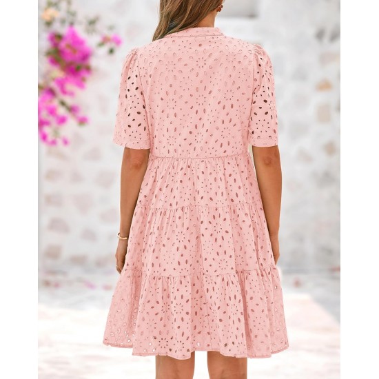 2025 Heier Verkauf - Elegantes, lssiges Minikleid mit ausgehhlter Spitze und Rüschen für Damen