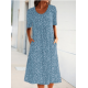 2024 Neujahrs-Hot Sale Lssiges Damen Blumenkleid mit Rundhalsausschnitt (8 Farben mit Taschen)