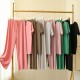Weiches und bequemes Ice Silk T-Shirt mit kurzen rmeln Zweiteiliges Set Lose Hose mit weitem Bein