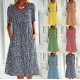 2024 Neujahrs-Hot Sale Lssiges Damen Blumenkleid mit Rundhalsausschnitt (8 Farben mit Taschen)