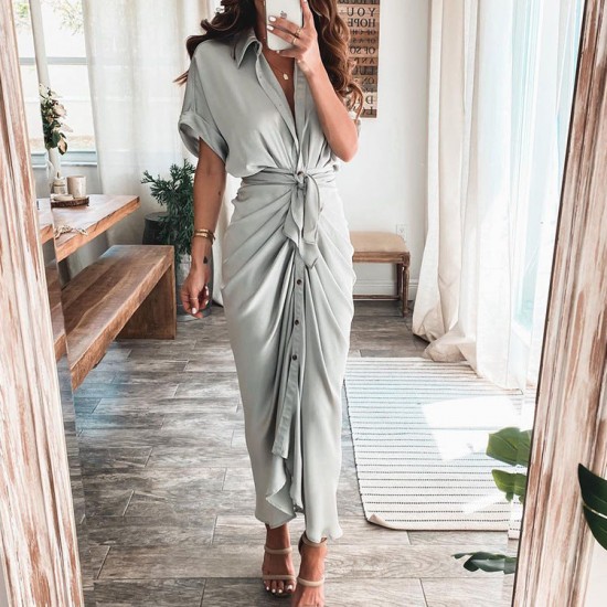 Hemdkleid mit Knpfen aus Satin für Damen