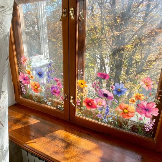 Neujahr Heier Verkauf 50% Rabatt Bunter Blumenstrau Fenster Sticker