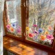 Neujahr Heier Verkauf 50% Rabatt Bunter Blumenstrau Fenster Sticker