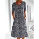 2024 Neujahrs-Hot Sale Lssiges Damen Blumenkleid mit Rundhalsausschnitt (8 Farben mit Taschen)