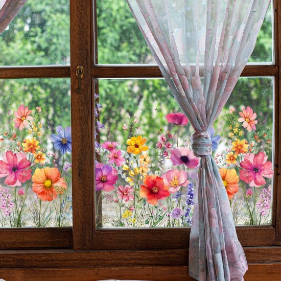 Neujahr Heier Verkauf 50% Rabatt Bunter Blumenstrau Fenster Sticker