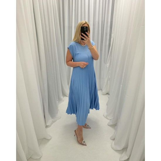 HOT SALESleeveless pleated simple solid colour dress