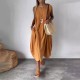 55% Rabatt rmelloses Freizeitkleid aus Baumwolle und Leinen mit Tasche