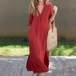 50% Rabatt auf den heien VerkaufElegantes Kleid mit V-Ausschnitt und Schlitz