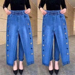 Damen Hochelastische Jeans Mit Herz-Muster Stickere