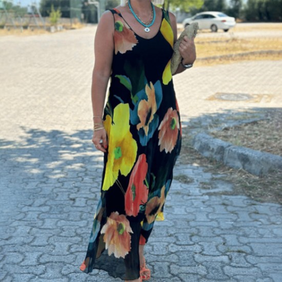 Maximal 50 % Rabatt!Elegantes weiches rmelloses florales Kleid