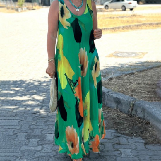 Maximal 50 % Rabatt!Elegantes weiches rmelloses florales Kleid