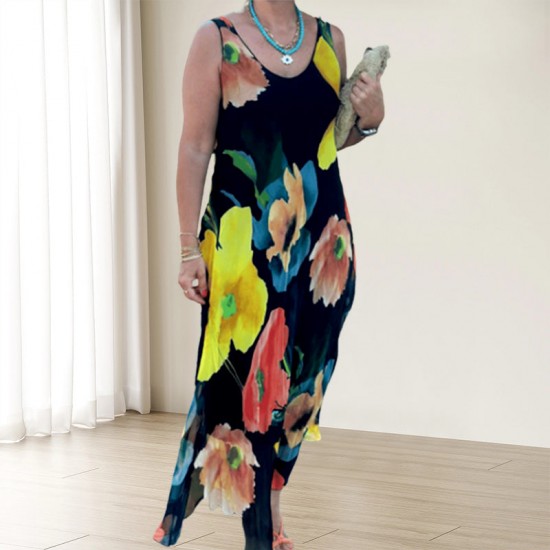 Maximal 50 % Rabatt!Elegantes weiches rmelloses florales Kleid
