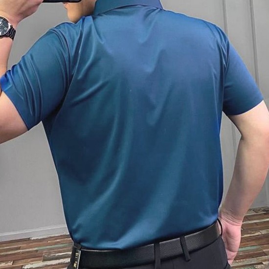 Kurzrmeliges Business-Hemd für Herren aus dehnbarem, bedrucktem Stoff