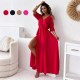 Elegantes, sexy Kleid mit V-Ausschnitt und Seitenschlitz für Damen