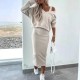 Zweiteiliges Damen-Set aus rmellosem Kleid und lockerem Pullover mit V-Ausschnitt