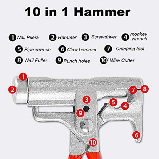 10-in-1-Multifunktionshammer mit Rohrschelle