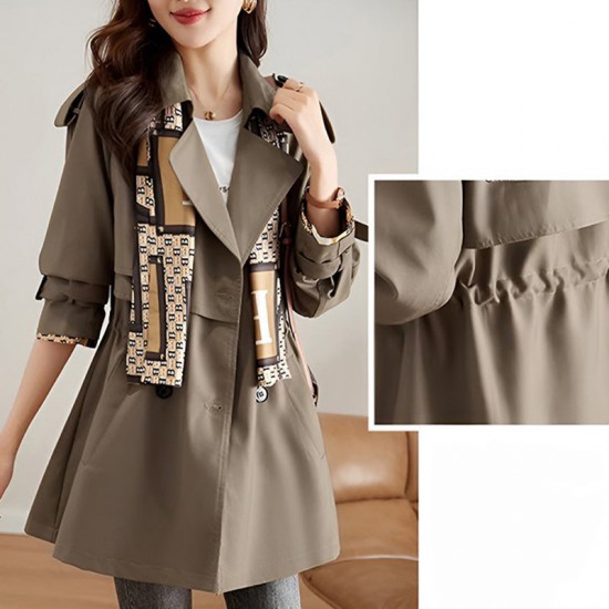 2024 FrühherbstSchlanker mittellanger Trenchcoat mit Revers für Damen
