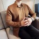 Lssiges einfarbiges Oberteil aus Kunstleder mit Layering-Optik für Herren