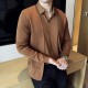 Lssiges einfarbiges Oberteil aus Kunstleder mit Layering-Optik für Herren