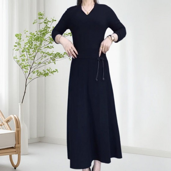 Elastischer dicker langer Rock mit hoher Taille für Damen
