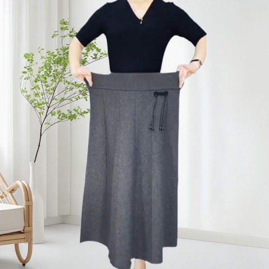 Elastischer dicker langer Rock mit hoher Taille für Damen