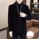 Kostenloser Versand Stilvolle Winterjacke aus Tweed mit Revers und weiem Entendaunenfutter für Herren