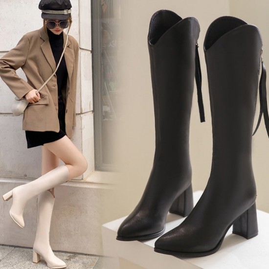 Heier Verkauf50% RabattElegante Damenstiefel mit klobigem Absatz und spitzer Zehe