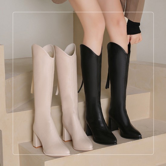 Heier Verkauf50% RabattElegante Damenstiefel mit klobigem Absatz und spitzer Zehe