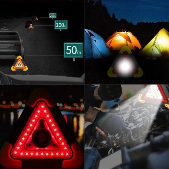 Groes Sonderangebot – 50 % Rabatt3-IN-1 Dreieckige Solar-Notfall-Signalleuchte für den Straenrand