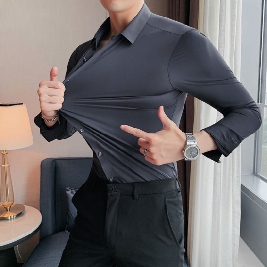 Herren hochelastisches bügelfreies Business-Hemd