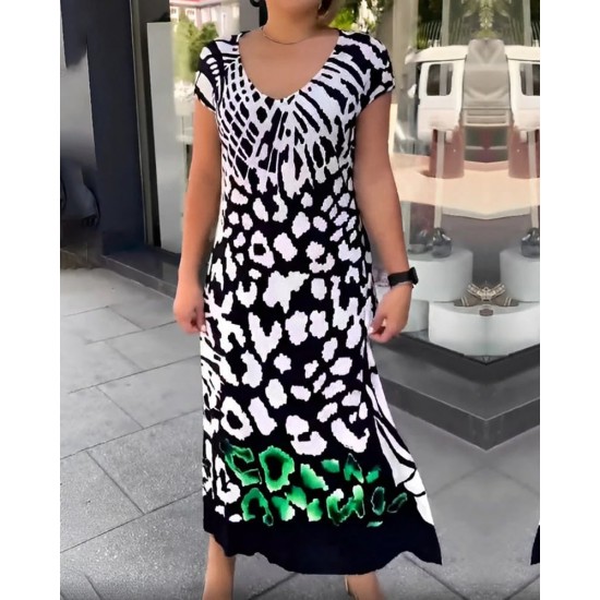 Begrenzter Ausverkauf 50% OFFLssiges bedrucktes kurzrmeliges Kleid