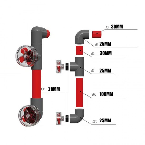 2025 Explosive Hot SaleAutomatisch rotierende Vier-Blatt-Ventilator-Kit für Aquarium Filter Auslass