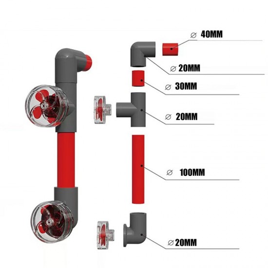 2025 Explosive Hot SaleAutomatisch rotierende Vier-Blatt-Ventilator-Kit für Aquarium Filter Auslass