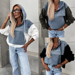 HEISSER VERKAUF 50% - Damen-Jeansjacke mit Kapuze und Kordelzug