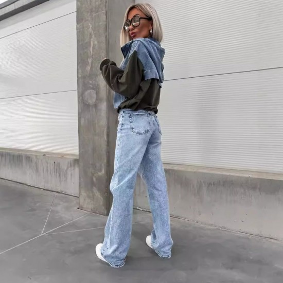 HEISSER VERKAUF 50% - Damen-Jeansjacke mit Kapuze und Kordelzug