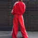 2-teiliges Set: Sweatshirt mit V-Ausschnitt und Hose mit weitem Bein