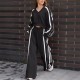2-teiliges Set: Sweatshirt mit V-Ausschnitt und Hose mit weitem Bein