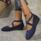 Elegante feste Farbe elastische Riemen niedrige Keilschuhe