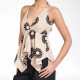 Halter V-Neck Floral Irregular Hem Top（Je mehr Sie kaufen, desto hher der Rabatt）