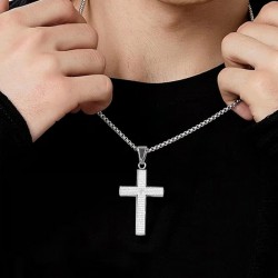 Edelstahl-Kreuz-Anhnger-Halskette für Mnner und Frauen