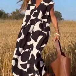 Lssiges Damenkleid mit geometrischen Farbblcken